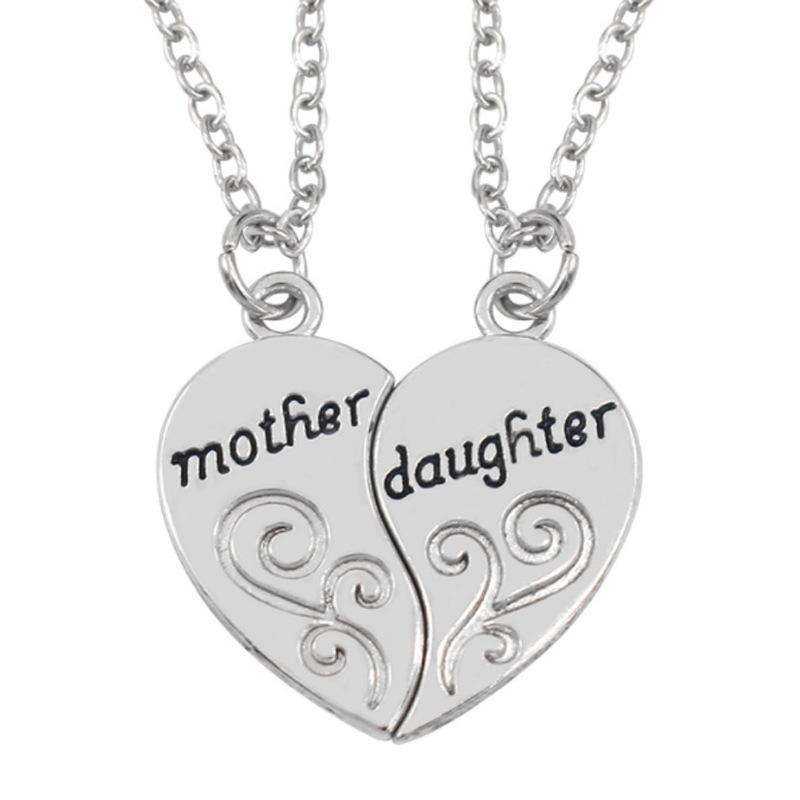 2pcs Antique Silver-plated Necklace Fashionable Mother Daughter Combination For Love Parent Child Style Jewelry