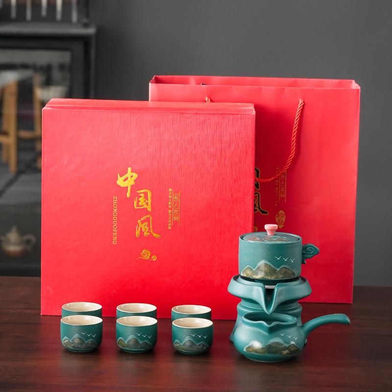 

Coarse pottery Kung Fu tea set, living room meeting semi-automatic tea set, lazy portable tea making, home souvenir travel