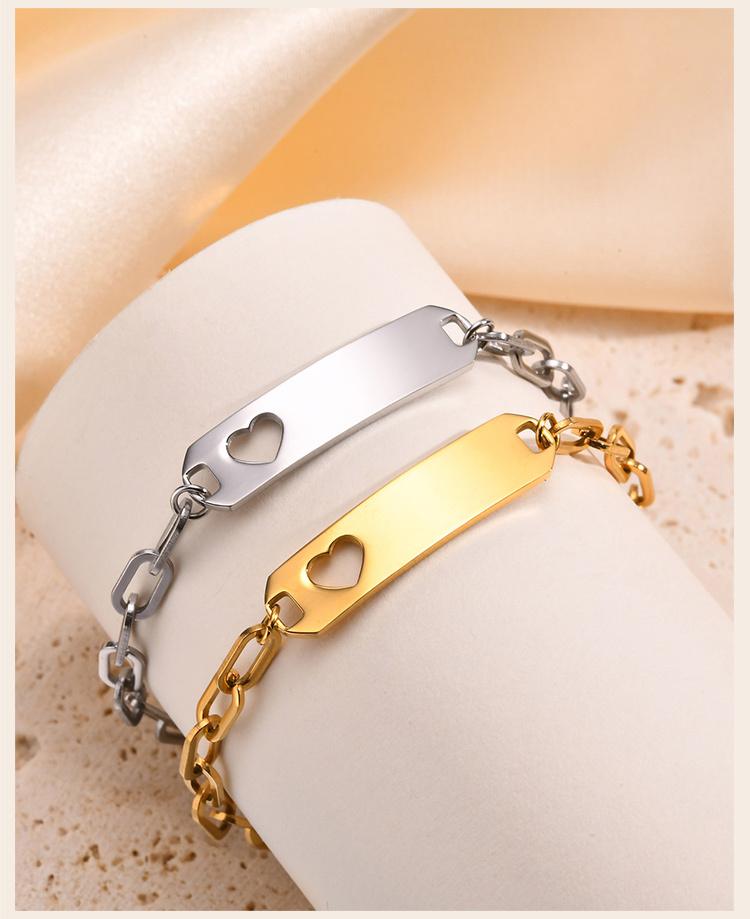 Free Engraving Name Heart Bracelet for Baby Kids, Hypoallergenic Stainless Steel Adjustable,Personalized ID Mom Daughter Gift