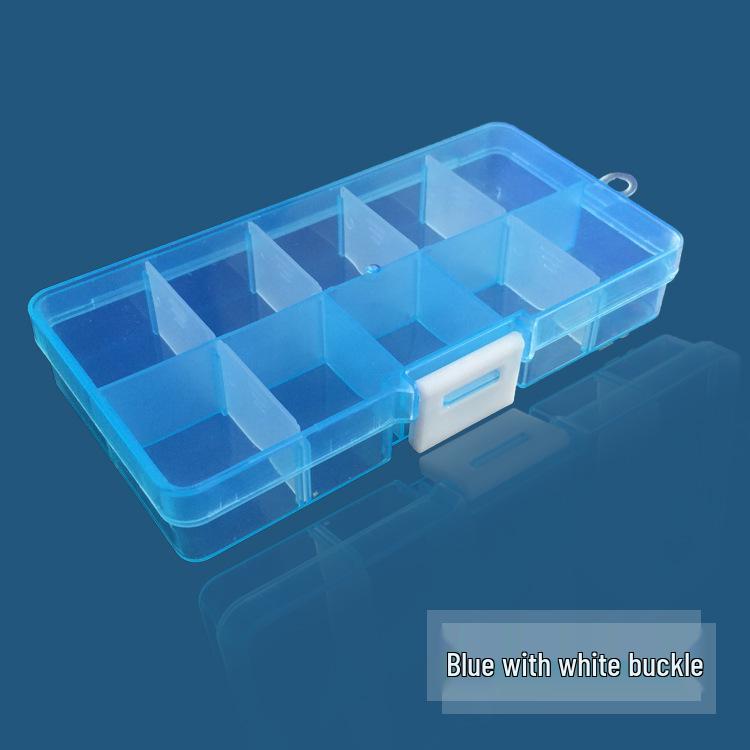 Compact 10-Compartment Clear Plastic Box with Removable, Sortable Dividers for Component Storage