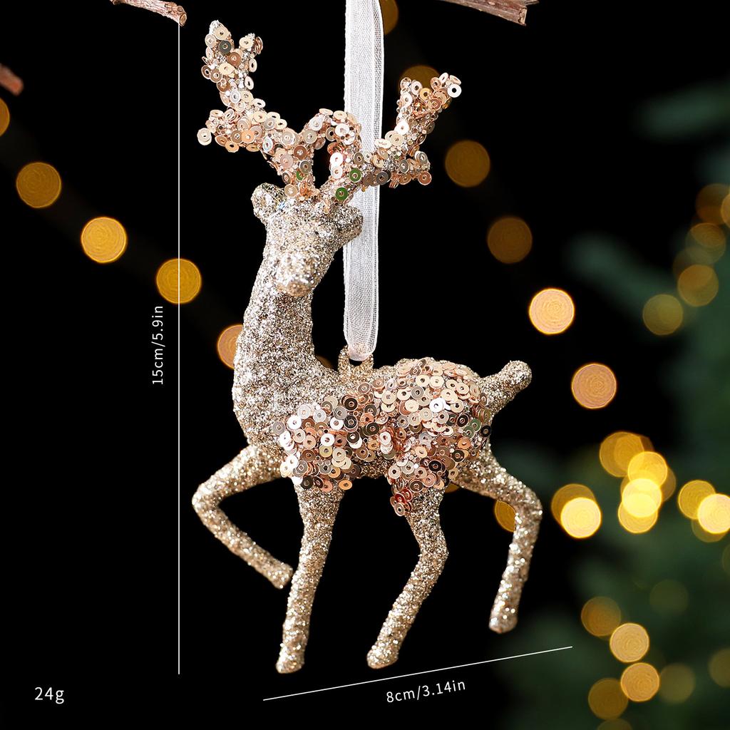 Christmas Decorations Acrylic Sequins Snowflake Elk Wreath Xmas Tree Hanging Pendant Glitter Ornament For Xmas New Year Party