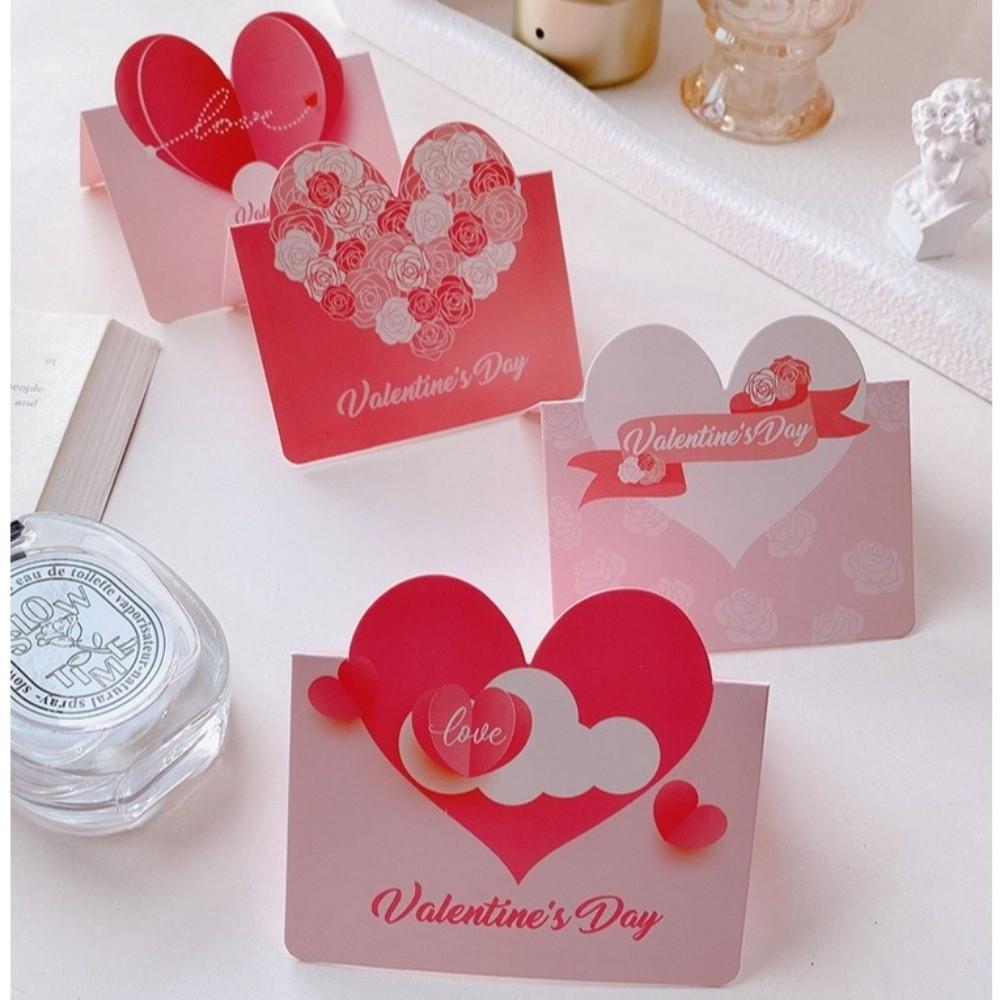 10Pcs High Quality Heart-shaped Greeting Cards Handwritten Blank Gift Card Foldable Message Cards Wedding Couples