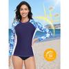 CHARMLEAKS Women Rash Vest Long Sleeve Tops Sun Protection UPF 50+ Beach Swimming Tops (No Bottom)