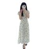Women's French White Floral V-Neck Short-Sleeve Long Dress for Summer 2026 Beach Vacation