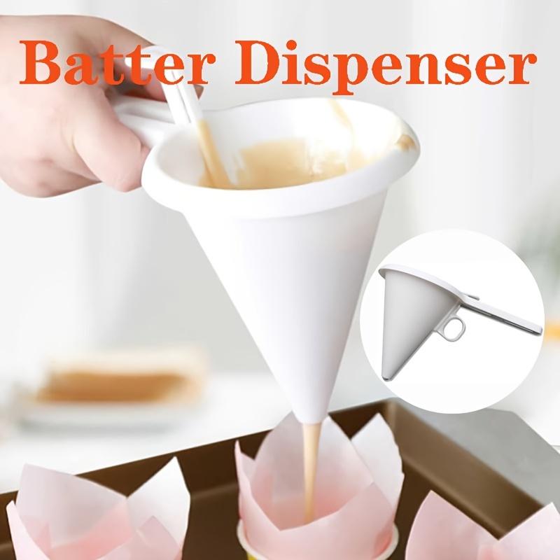 Adjustable Handheld Batter Dispenser for Baking - PP Plastic Pancake & Cupcake Pourer, Multifunctional Chocolate Dispenser with Stand