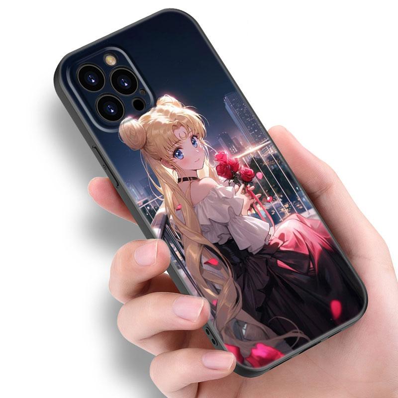

Японский мультфильм Sailor Moom черный силиконовый чехол для телефона для Apple iPhone 12 13 Mini 11 14 15 Pro Max 7 8 Plus X XR XS SE 2020 2022 iPhone 15 Pro Max