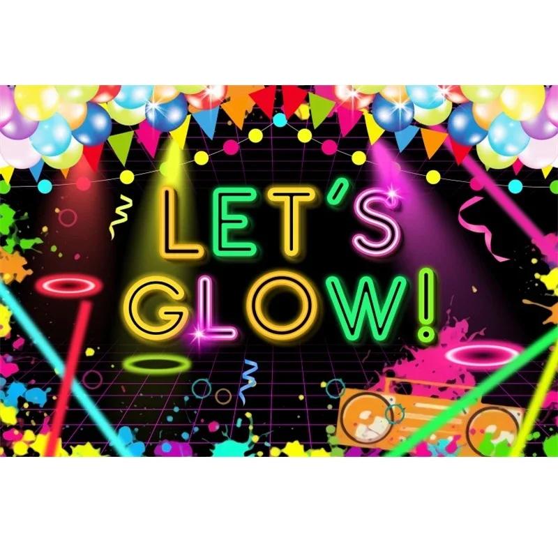 Splashing Graffiti Glow Wall Backdrop  HipHop Theme Happy Birthday Party Photography Background BannerTapestry