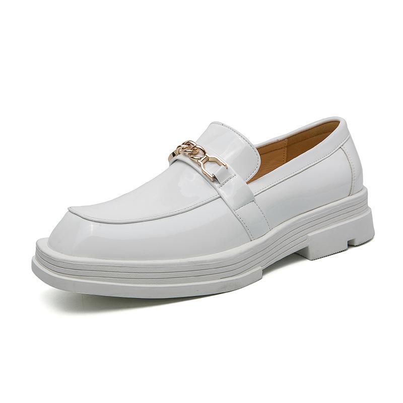 White Wedding Leather Shoes Three Joints White Leather Shoes Men's Wedding Etiquette Performance Shoes Formal Work Leather Shoes