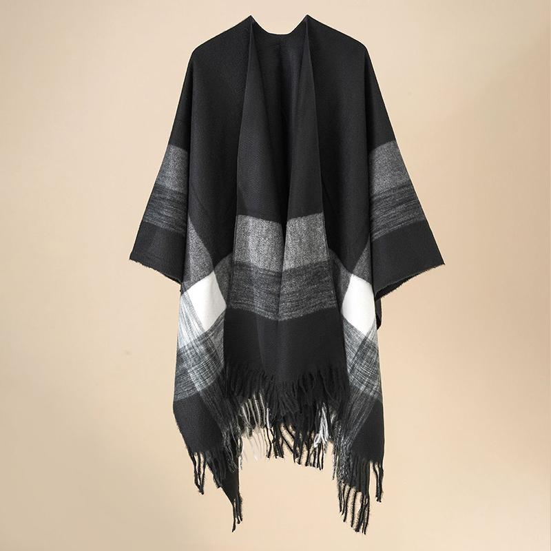 Imitation Cashmere Winter Layers Poncho For Women Men Tassel Scarf Warm Female Male Capa Para Mujer Pashmina Scarve Wrap Shawl