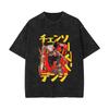 2025 New Summer Release Chainsaw Man Cartoon Anime Wash-Distressed Vintage Cotton Short-Sleeve T-Shirt - TT8958