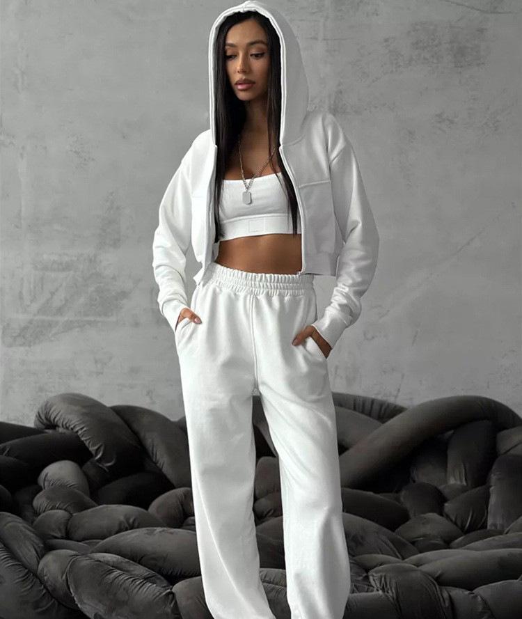 2026 Sexy Mode Lounge-Set Langarm Kapuzen-Crop-Top Shorts Cardigan Jogginghose 2-teiliges Outfit