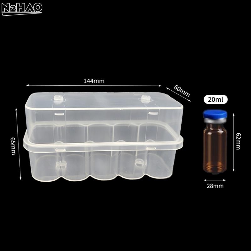 1PCS 20mL 10-Slot Vial Storage Case Plastic Clear Microtube Storage Box Stackable Freezer Tube Box Refrigerator Organizer