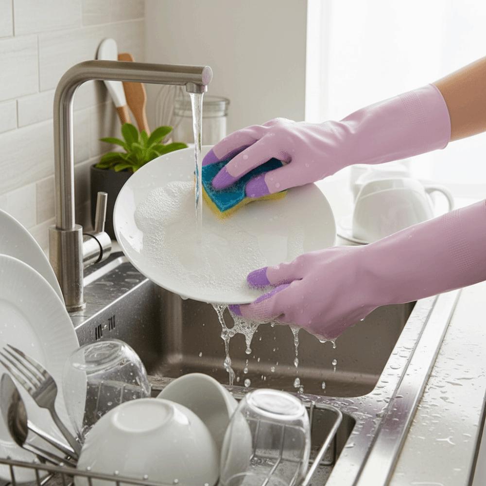 3Pairs/Set Thickened Dishwashing Gloves Oil Resistant Cleaning Gloves Laundry Gloves Car Washing