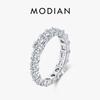 MODIAN 925 Silver Luxury Irregular Geometric Zirconia Eternity Band Ring For Women Wedding Engagement Fine Jewelry