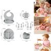 Baby Silicone Feeding Set With Suction Bowl And Learning Utensils For Toddler Nutrition