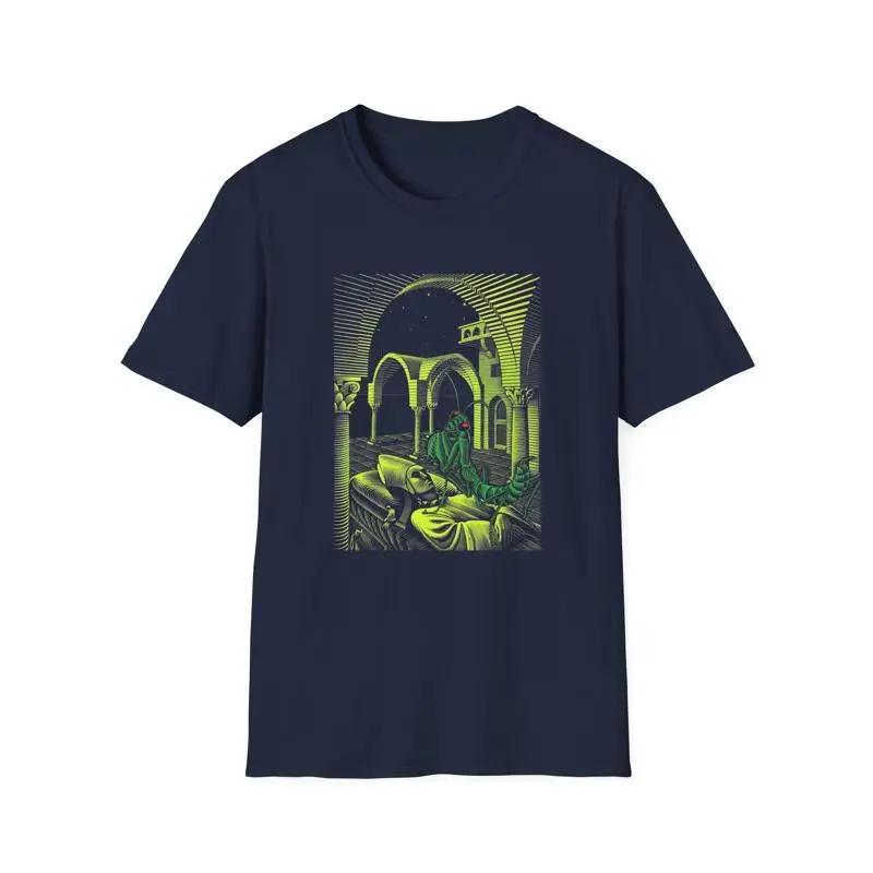 

m c escher dream mantis religiosa wood engraving colorized T Shirt S разноцветный