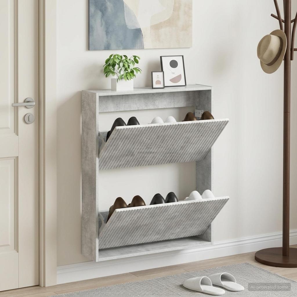 Wall mounted Shoe Cabinet ARNHEM 71 x 17 x 86 cm Concrete Grey