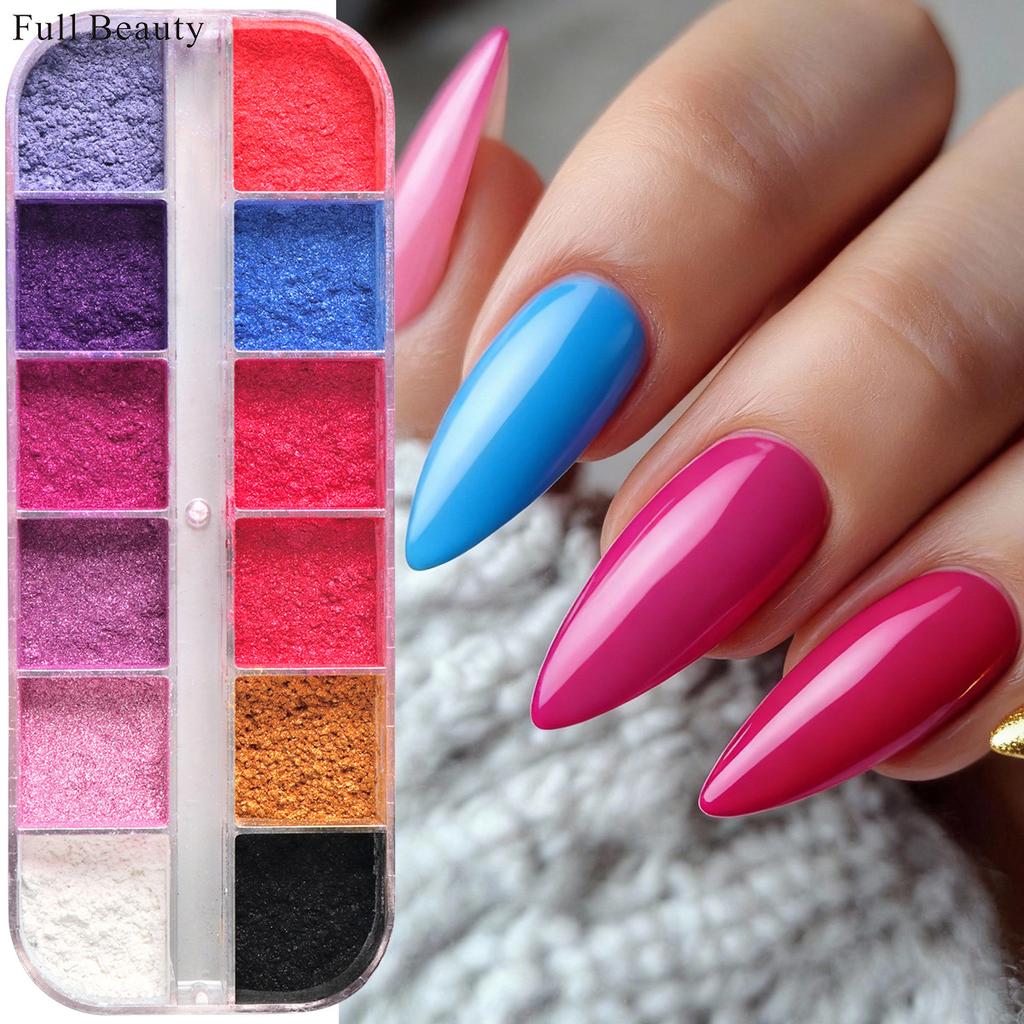 DIY new 12-grid color nail glitter, rouge pearl color nail glitter