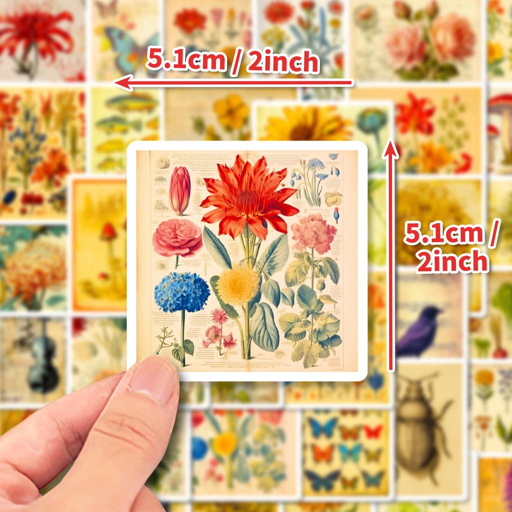 50 Yellowed Art Stickers, Retro Years, Idle Time, Creative Handbooks, Diy Material Decoration