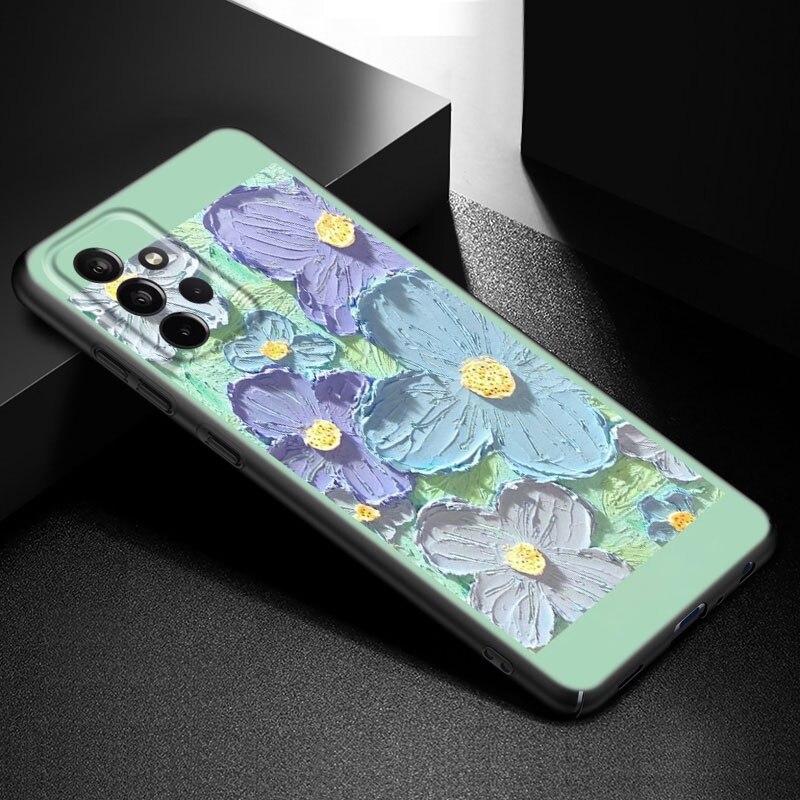 Emboss Flower Art Phone Case For Samsung Galaxy A21 A30 A50 A52 S A13 A22 A32 A33 A53 A73 5G A11 A12 A31 A51 A70 A71 A72 Cover