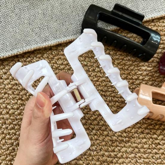 1/4Pcs Women Hair Claw Soft Silicone Anti-slip Teeth Back Head Hair Clip Geometric Shape Pain-Free Wear Hair Pin