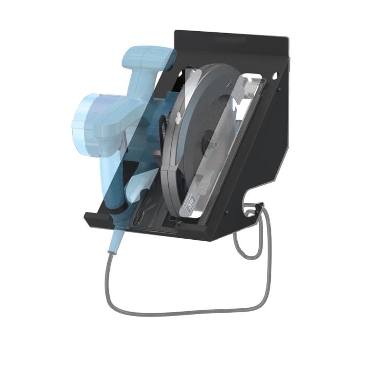 Universal Circular Saw Storage Rack Two Hole Design Compatible Multiple Saw Types Wall Mounted Metal Organizer