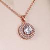 Huitan Elegant Pendant Necklace for Women Rose Gold Color Charming Party Anniversary Accessories Inlaid Shiny CZ Trendy Jewelry