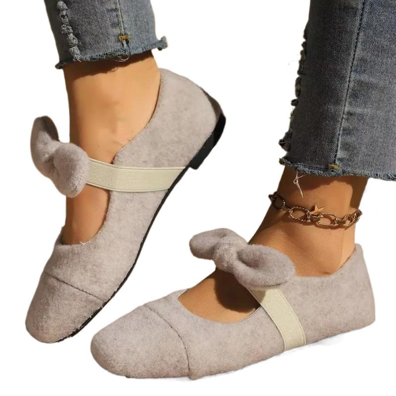 Fashion Ladies Shoes 2025 Fashion Slip on Women's Flats Plus Size Daily Flats Women Bow Tie Square Toe Soft Bottom Shallow Shoes Women