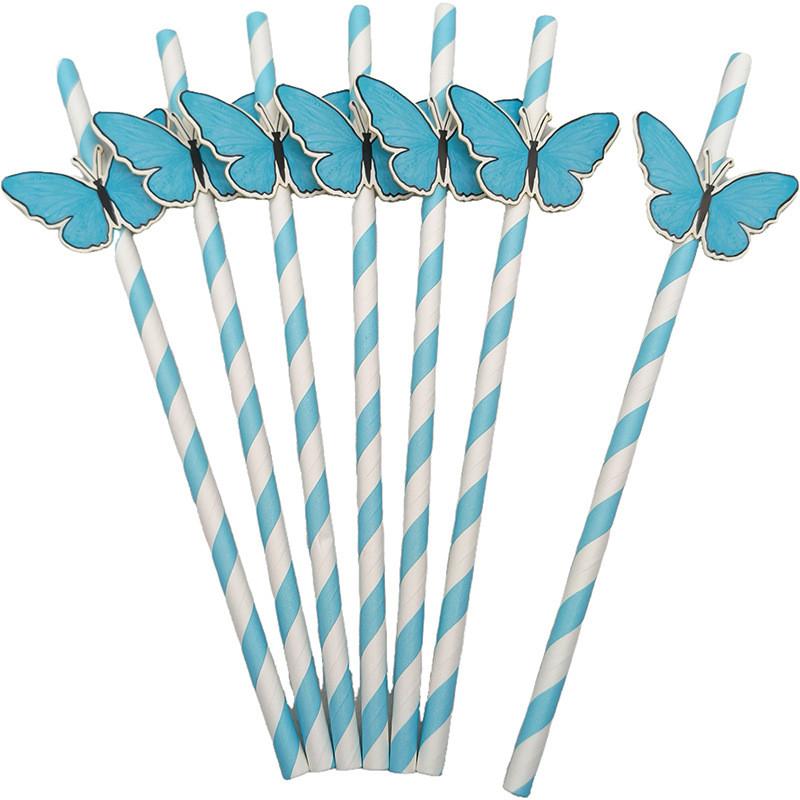 Butterfly Card Disposable Ecofriendly Paper Drinking Straw For Party Decor And Cocktails