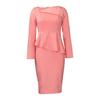 Large size women's clothing autumn new fashion diagonal collar temperament elegant long-sleeved dress