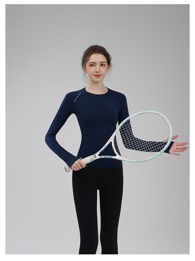 Women's Slim Fit Long Sleeve Yoga and Running Top - Quick-Drying, Breathable, Round Neck for Autumn and Winter Workouts