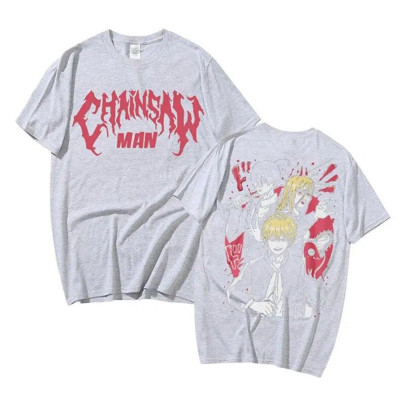 Anime motosserra unissex denji impressão t camisa unissexga streetwear aki hayakawa kon t unissex feminino puro algodão camisetas poder gráfico tshirt