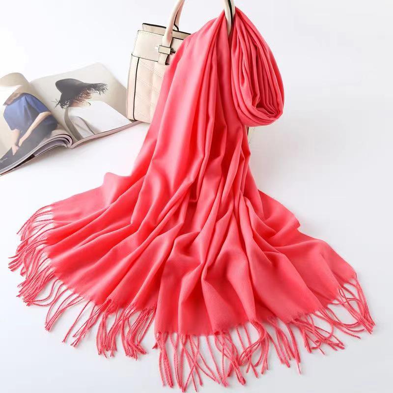 Women's High-End Red Imitation Cashmere Knit Shawl - Versatile & Fashionable