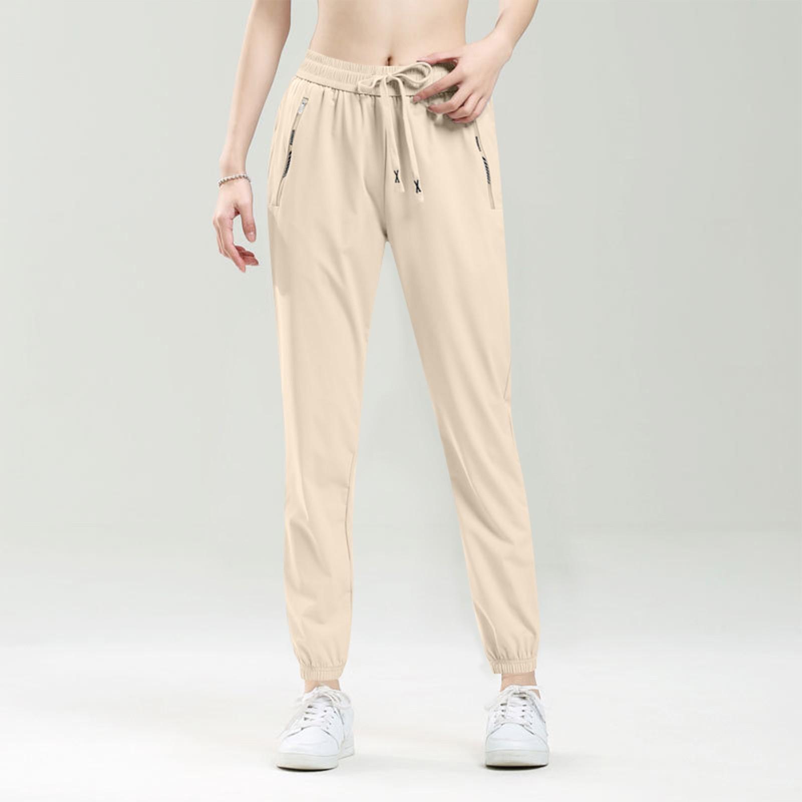 

Женские модные быстросохнущие спортивные брюки в стиле леггинсов однотонные L бежевый