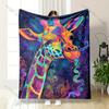 1Pc Colorful Giraffe Psychedelic Art Printed Blanket All Seasons Multi-Purpose Blanket Suitable For Sofa, Camping, Travel, Car