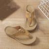 Platform slippers spring and summer new slope heel toe rhinestone hollow fish mouth beach shoes simple women's shoes