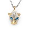 Blue Diamond Leopard Head Pendant, Trendy European and American Brand Couple Necklace