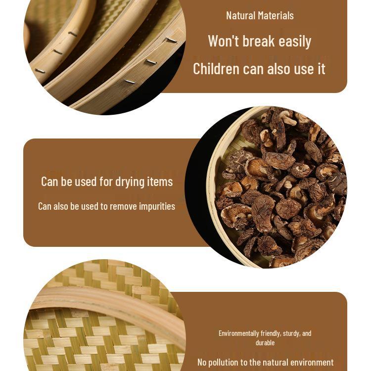 Bamboo Weaving Green Winnowing Basket/Restaurant Sashimi Platter with or without Holes for Drying, Sieving, Tea Sampling, or Decorative Use