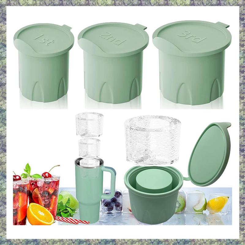 WON Ice Mold For Stanley Cup, Silicone Ice Cube Tray With Lid For 20-40Oz Tumbler, For Chilling Whiskey, Cocktails, Drinks