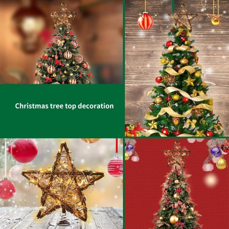 Beautiful Star Treetops Handmade Star with LED Lights Delicate Christmas Tree Toppers Decors