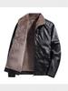 Herren Lederjacke mit dickem Fleece-Futter, Herbst/Winter 2025, Leichter Business Casual Mantel mit Karreekragen, Modisch & Vielseitig.