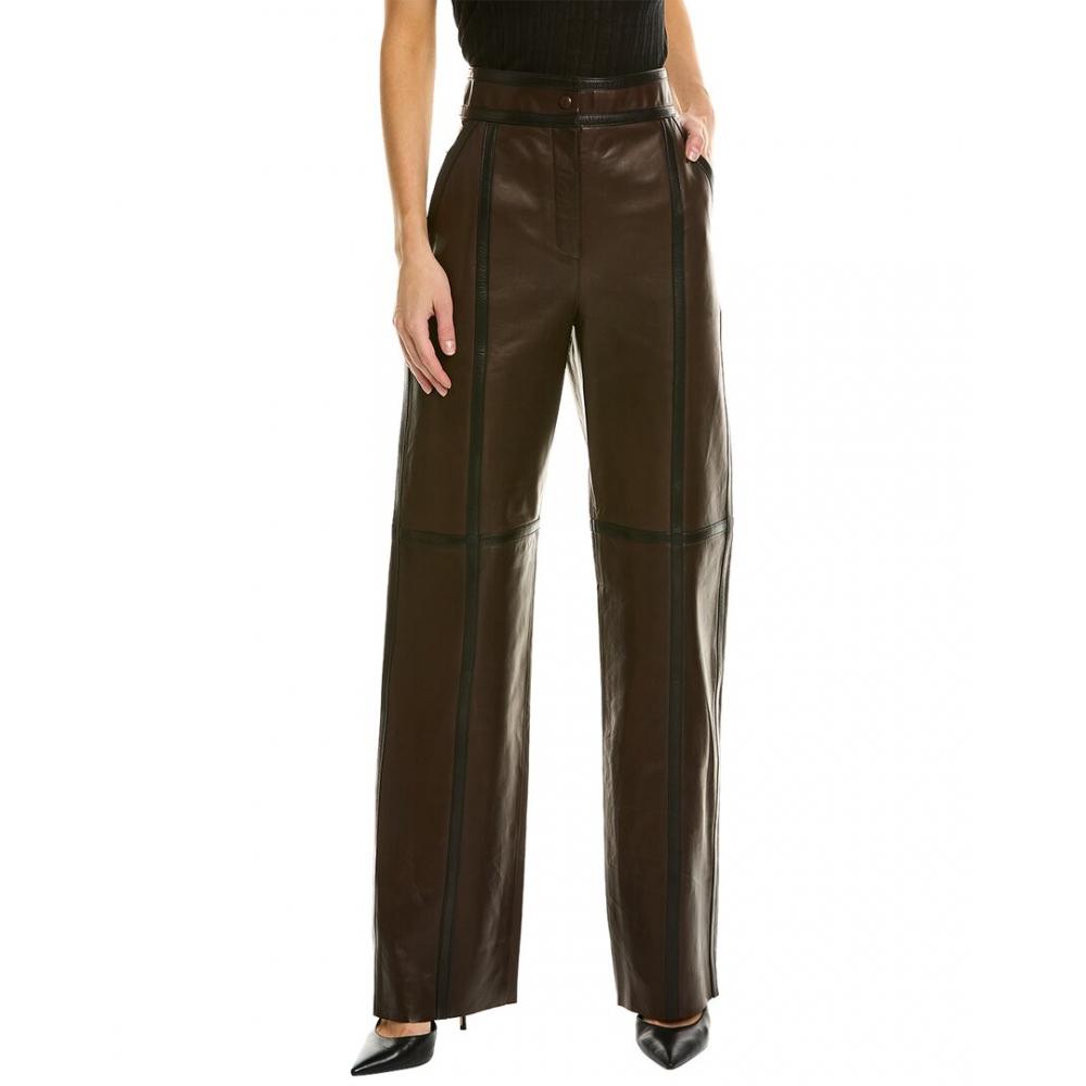 

Salvatore Ferragamo Womens Ferragamo Two Tone Leather Pant 38 Brown EU 38 (S)