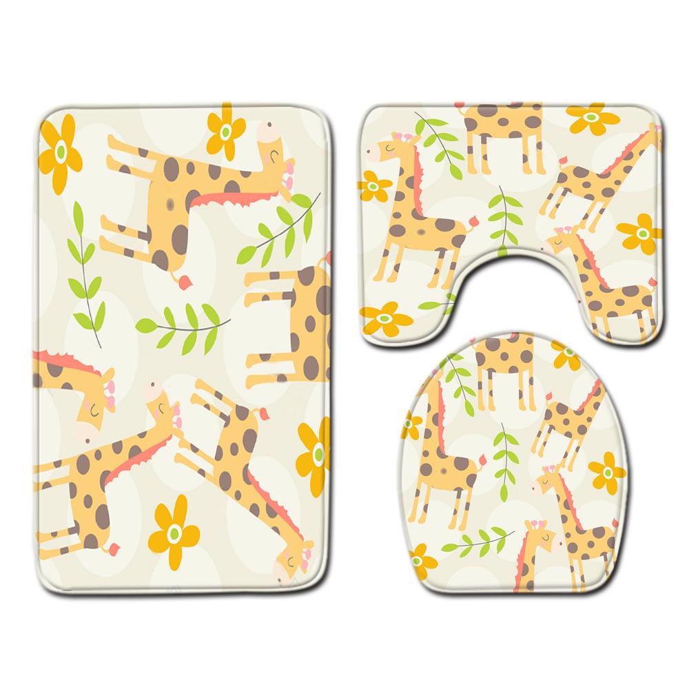 Textured Toilet Three-Piece Floor Mat Bathroom Three-Piece Carpet Doormat