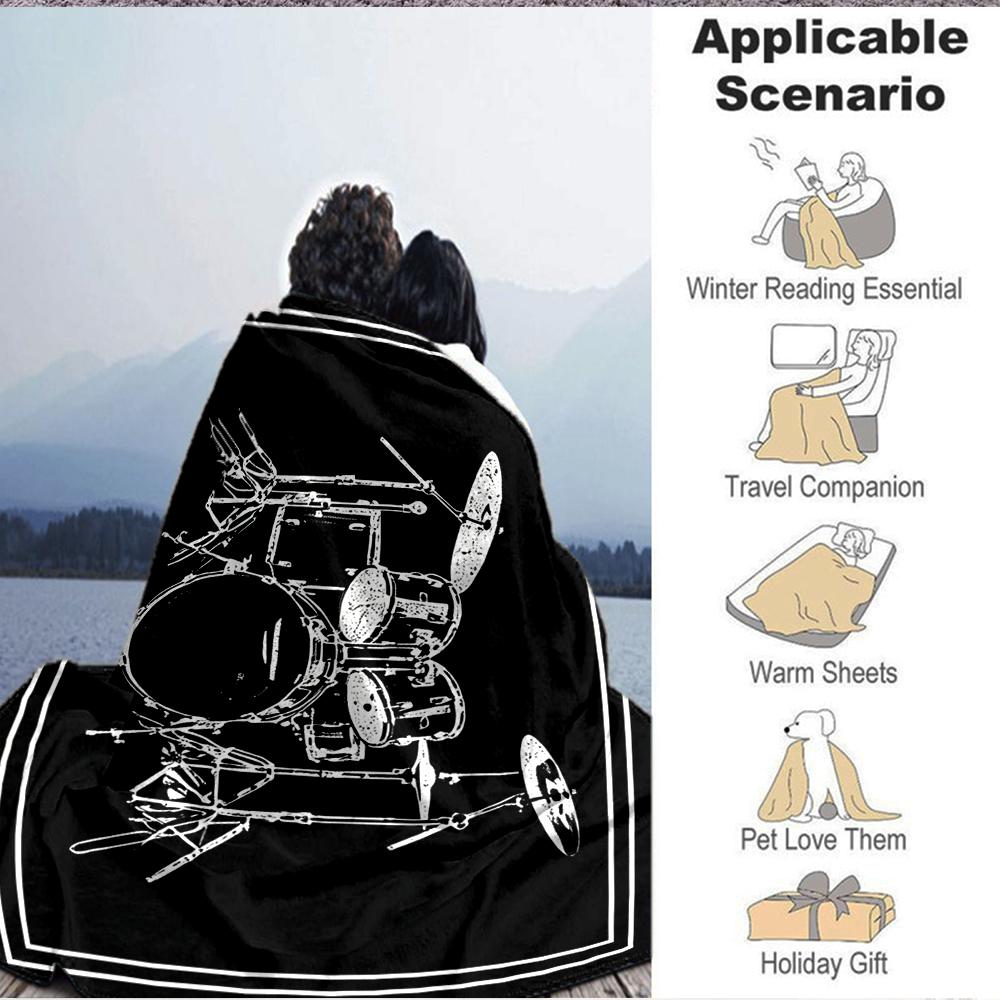 1Pc Drum Set Artwork Blanket Soft And Comfortable Casual Warm Camping Travel Christmas Halloween Xmas Gift M928656