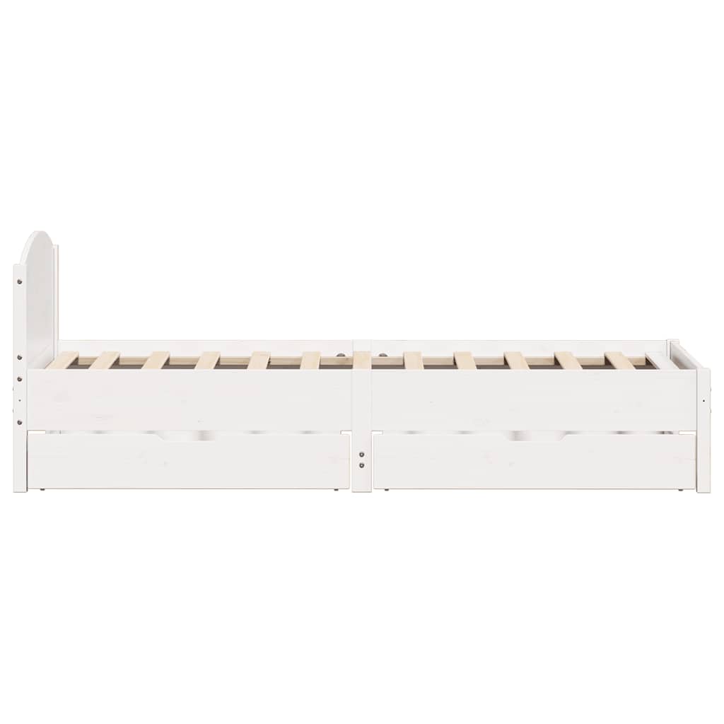 Solid Wood Bed without Mattress White 75x190 cm Pine Wood