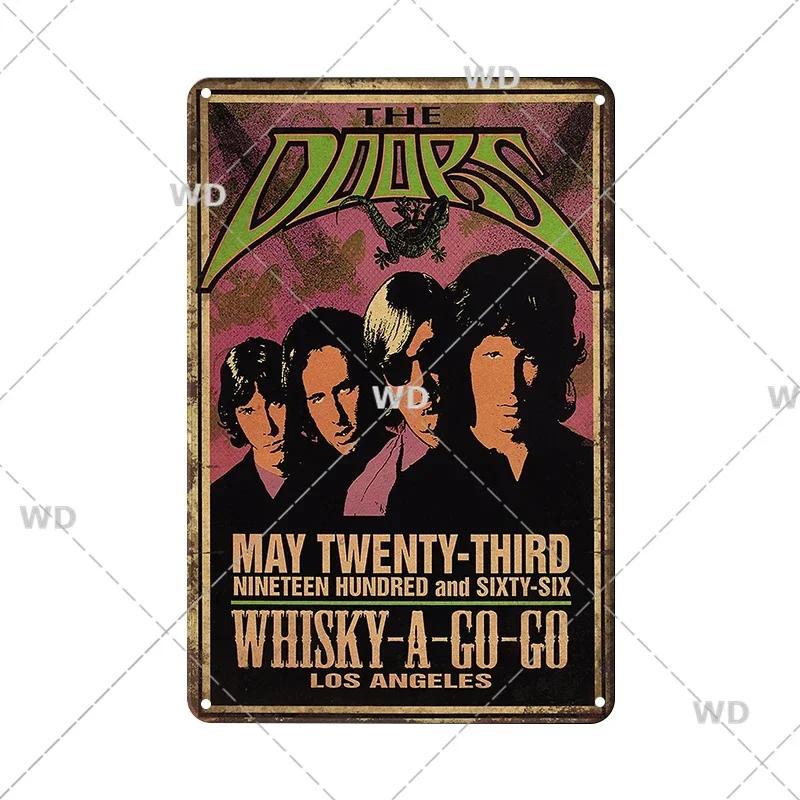 Retro Vintage Rock N Roll Band Metal Tin Sign - The Doors ZZTOP Queen Music Poster, Wall Decor Plaque Plate