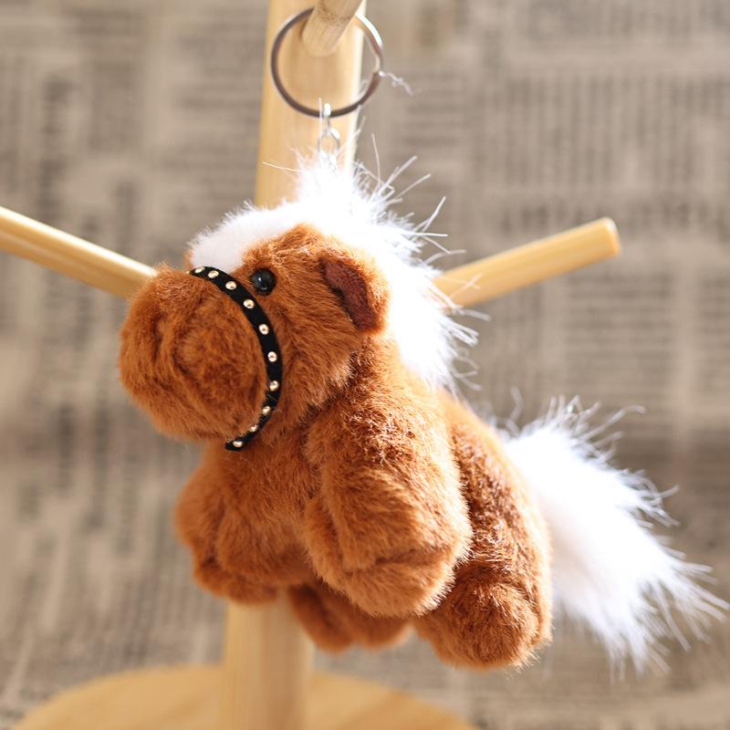 15Cm Cartoon Horse Keychain Plush Doll Soft Stuffed Dog Backpack Bag Pendant Keyring Girl Women Gift