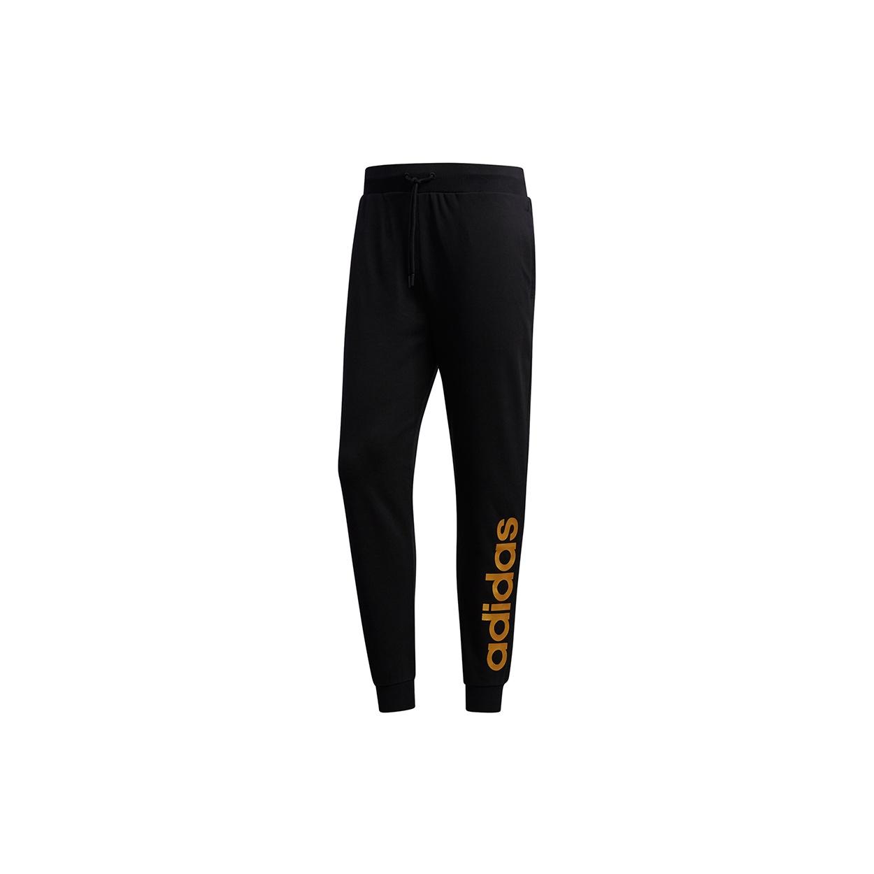 Men s adidas neo Esntl Lg Tp 1 Metallic Logo Printing Bundle Feet Sports Pants/Trousers/Joggers Black FP7446 M