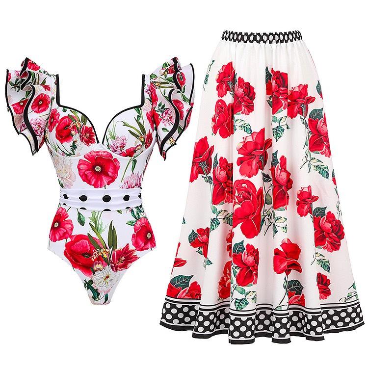 2023 Trendy Sexy Women's One-Piece Printed Swimwear with Spaghetti Straps - European and American Style