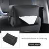 Nappa Faux Leather Car Tissue Box Holder - Durable PU Material, Sun Visor Backseat Organizer with Fix Strap, Ideal for Center Console Armrest